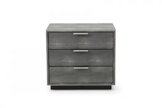 22" Gray Solid and Manufactured Wood Shagreen Three Drawer Nightstand