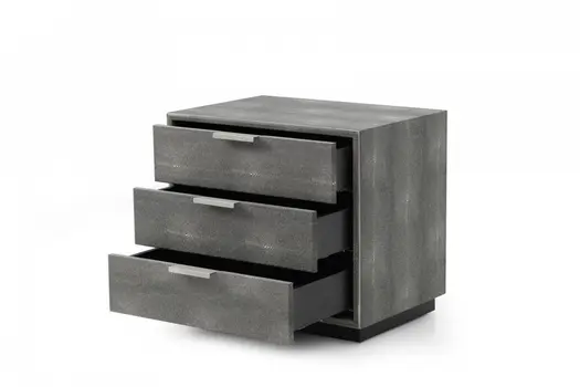 22" Gray Solid and Manufactured Wood Shagreen Three Drawer Nightstand
