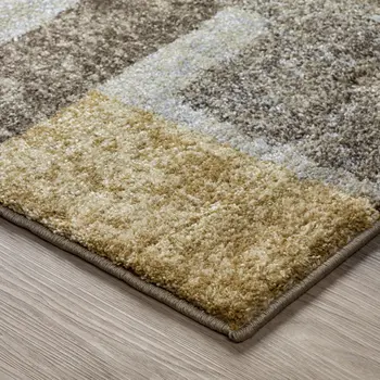 3' X 5' Grey And Brown Geometric Area Rug