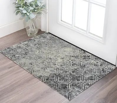 3' X 5' Grey Diamond Area Rug