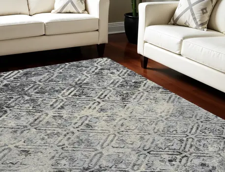 5' X 8' Grey Diamond Area Rug
