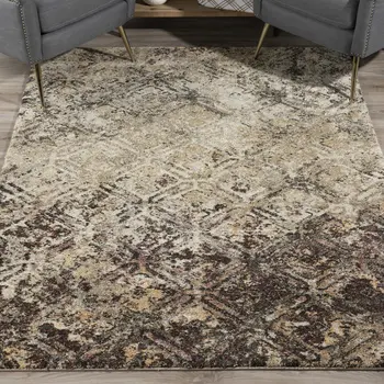 3' X 5' Brown Diamond Area Rug