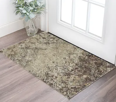 3' X 5' Brown Diamond Area Rug