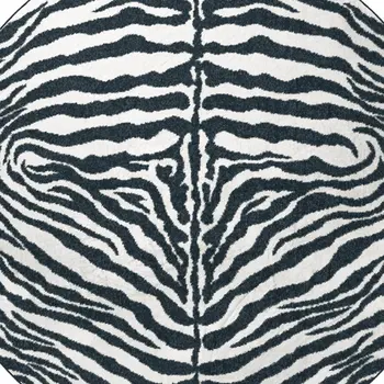 8' X 8' Black and White Zebra Print Round Shag Handmade Non Skid Area Rug