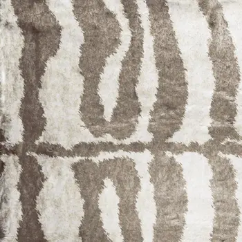 2' X 3' Mocha and Cream Zebra Print Shag Handmade Non Skid Area Rug