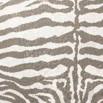 8' X 8' Mocha and Cream Round Zebra Print Shag Handmade Non Skid Area Rug