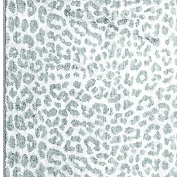 2' X 8' Grey Leopard Print Shag Handmade Non Skid Runner Rug