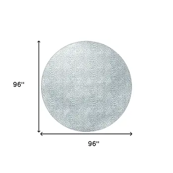 8' X 8' Grey Leopard Print Round Shag Handmade Non Skid Area Rug