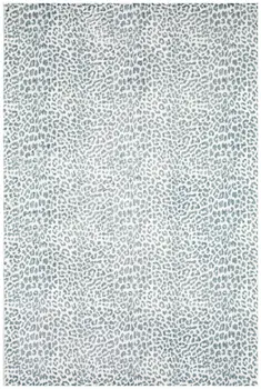 8' X 8' Grey Leopard Print Round Shag Handmade Non Skid Area Rug