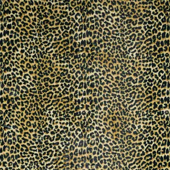 2' X 3' Black and Gold Leopard Print Shag Handmade Non Skid Area Rug
