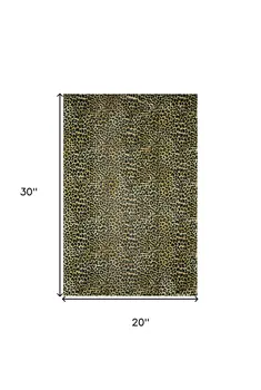 2' X 3' Black and Gold Leopard Print Shag Handmade Non Skid Area Rug