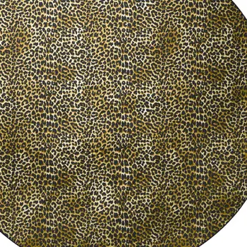 8' X 8' Black and Gold Round Leopard Print Shag Handmade Non Skid Area Rug