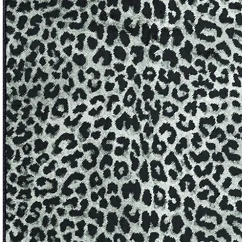 2' X 8' Black and Gray Leopard Print Shag Handmade Non Skid Runner Rug
