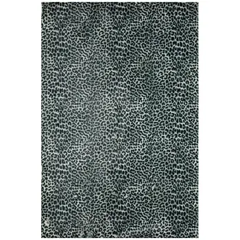 5' X 8' Black and Gray Leopard Print Shag Handmade Non Skid Area Rug