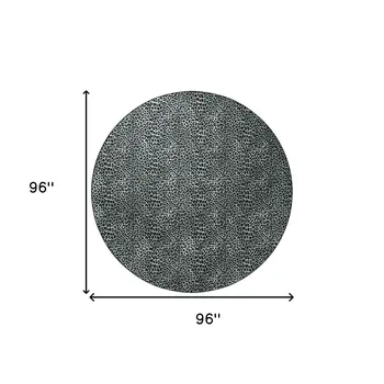 8' X 8' Black and Gray Leopard Round Shag Handmade Non Skid Area Rug