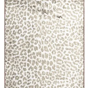 2' X 8' Beige and Cream Leopard Print Shag Handmade Non Skid Runner Rug