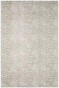 8' X 10' Beige and Cream Leopard  Print Shag Handmade Non Skid Area Rug