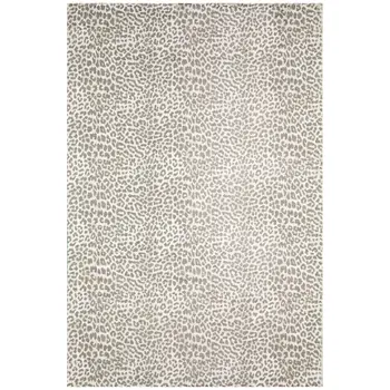 8' X 10' Beige and Cream Leopard  Print Shag Handmade Non Skid Area Rug