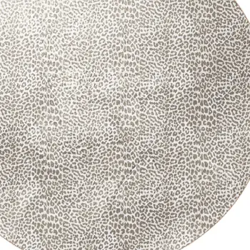 8' X 8' Beige and Cream Leopard  Round Shag Handmade Non Skid Area Rug