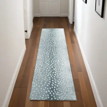 2' X 8' Grey Gazelle Print Shag Handmade Non Skid Runner Rug