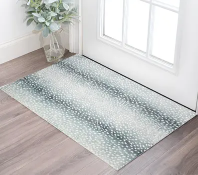 3' X 5' Grey Gazelle Print Shag Handmade Non Skid Area Rug
