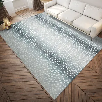 5' X 8' Grey Gazelle Print Shag Handmade Non Skid Area Rug