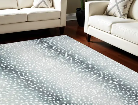 5' X 8' Grey Gazelle Print Shag Handmade Non Skid Area Rug
