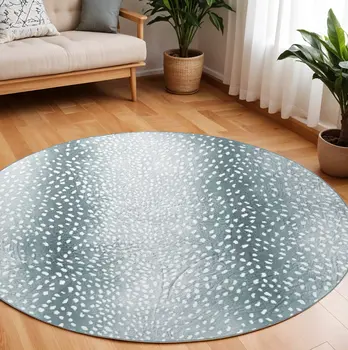 8' X 8' Grey Gazelle Round Shag Handmade Non Skid Area Rug