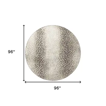 8' X 8' Beige Round Gazelle Print Shag Handmade Non Skid Area Rug