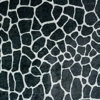 3' X 5' Black and White Croc Print Shag Handmade Non Skid Area Rug