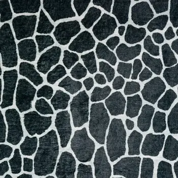8' X 10' Black and White Croc Print Shag Handmade Non Skid Area Rug