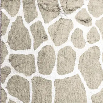 2' X 8' Beige Giraffe Print Shag Handmade Non Skid Runner Rug