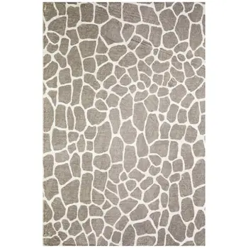 8' X 10' Beige Giraffe Print Shag Handmade Non Skid Area Rug