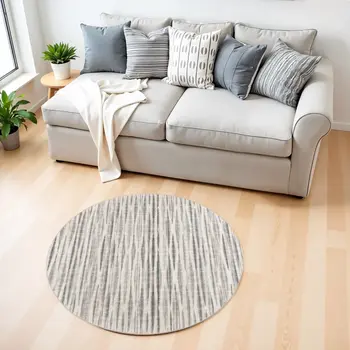 4' Ivory Round Ombre Tufted Handmade Area Rug