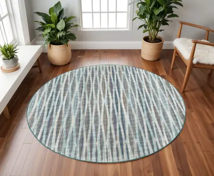 10' Blue Round Ombre Tufted Handmade Area Rug