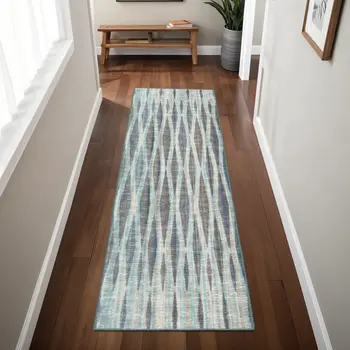 3' X 8' Blue Ombre Tufted Handmade Runner Rug
