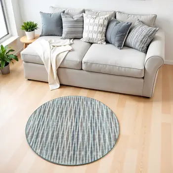 4' Blue Round Ombre Tufted Handmade Area Rug