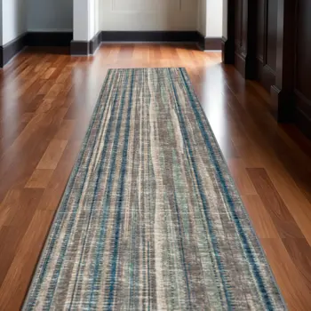 3' X 10' Brown Ombre Tufted Runner Rug