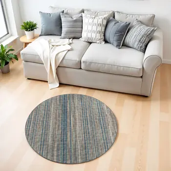 4' Brown Round Ombre Tufted Handmade Area Rug