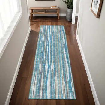 3' X 8' Blue Ombre Tufted Handmade Runner Rug