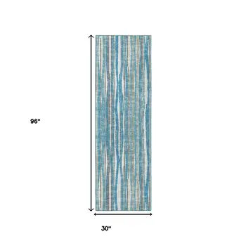3' X 8' Blue Ombre Tufted Handmade Runner Rug