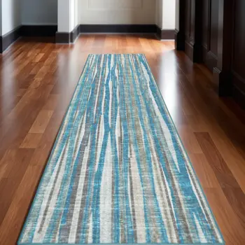 3' X 10' Blue Ombre Tufted Runner Rug