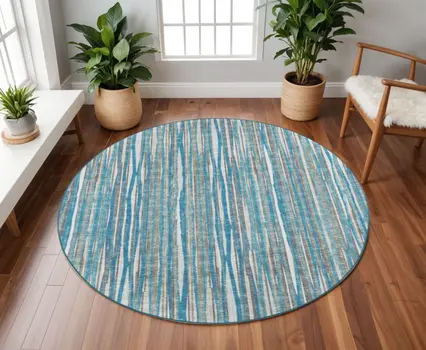 8' X 8' Blue Round Ombre Tufted Handmade Area Rug