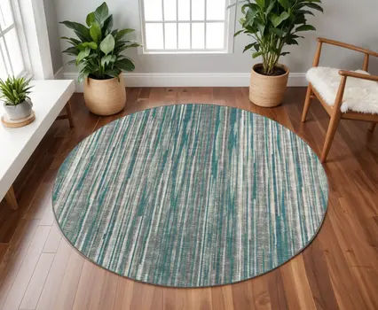 10' Blue Round Ombre Tufted Handmade Area Rug