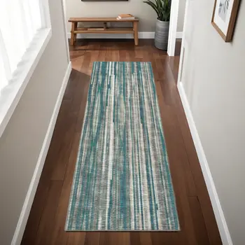 3' X 8' Blue Ombre Tufted Handmade Runner Rug