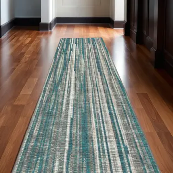 3' X 10' Blue Ombre Tufted Runner Rug