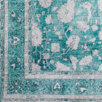 8' X 10' Blue Oriental Distressed Non Skid Area Rug