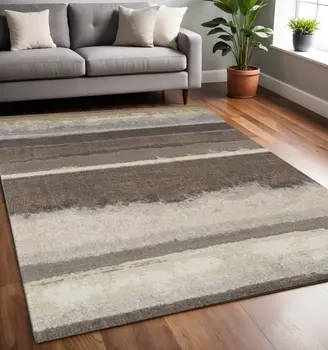 5' X 8' Brown and Ivory Abstract Area Rug