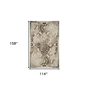 10' X 13' Brown Oriental Area Rug