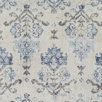 3' X 5' Blue and Ivory Oriental Area Rug
